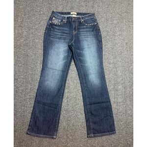 Earl Jeans Women's 10 Blue Denim Embellishment 5-Pockets Whiskered Streetwear
